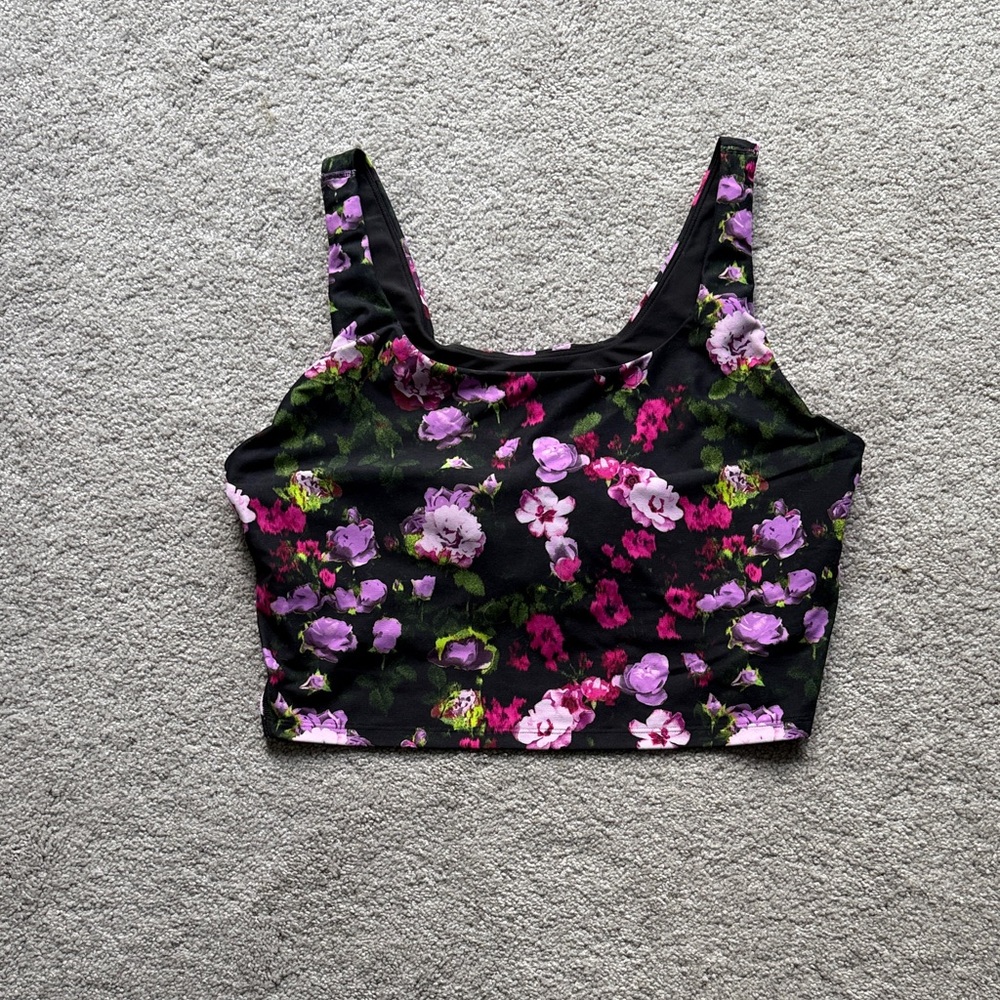 Old Navy Black and Pink Floral Crop Top